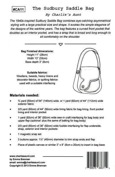 Sudbury Saddle Bag | Sew Hot