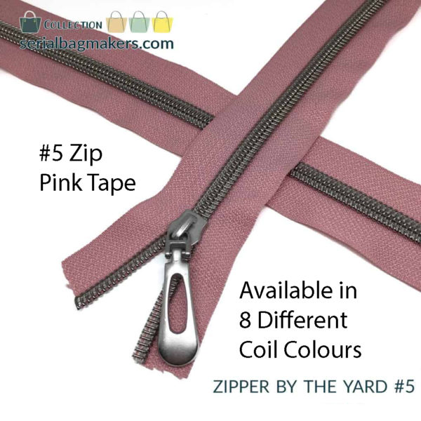 Serial Bagmakers 5 Zip By The Yard 3 Metres Pink Tape Sew Hot