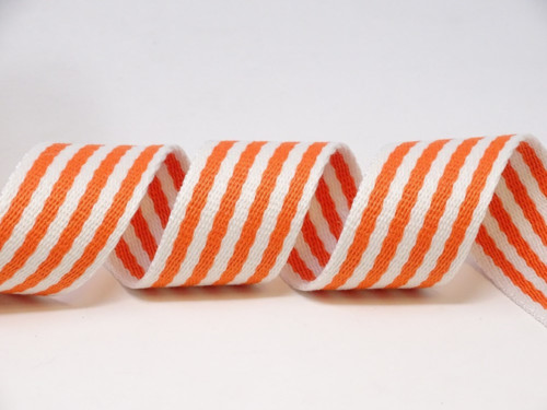 38mm Striped Heavyweight Webbing – 5M ROLL – Orange/White – Sew Hot