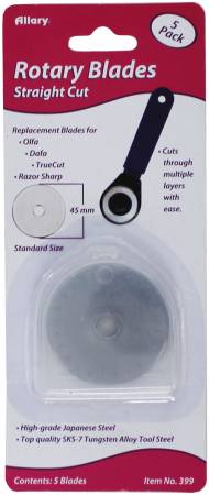 Straight Cut 5 Pack 45mm Rotary Blades, Allary #399